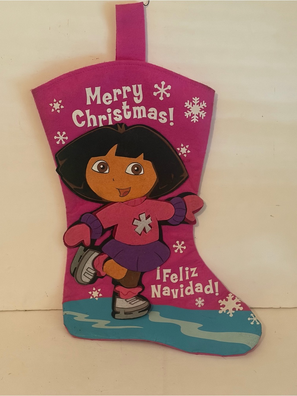Vintage 2006 Viacom Nickelodeon Dora The Explorer Merry Christmas Felt Stocking